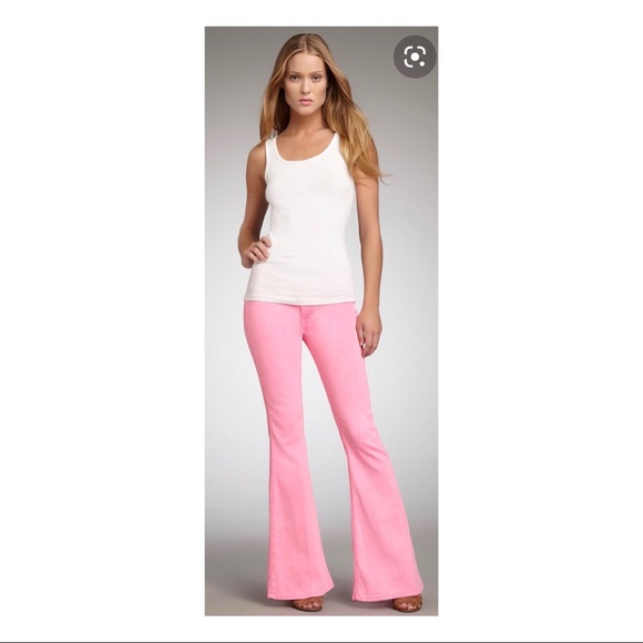 pink flare jeans